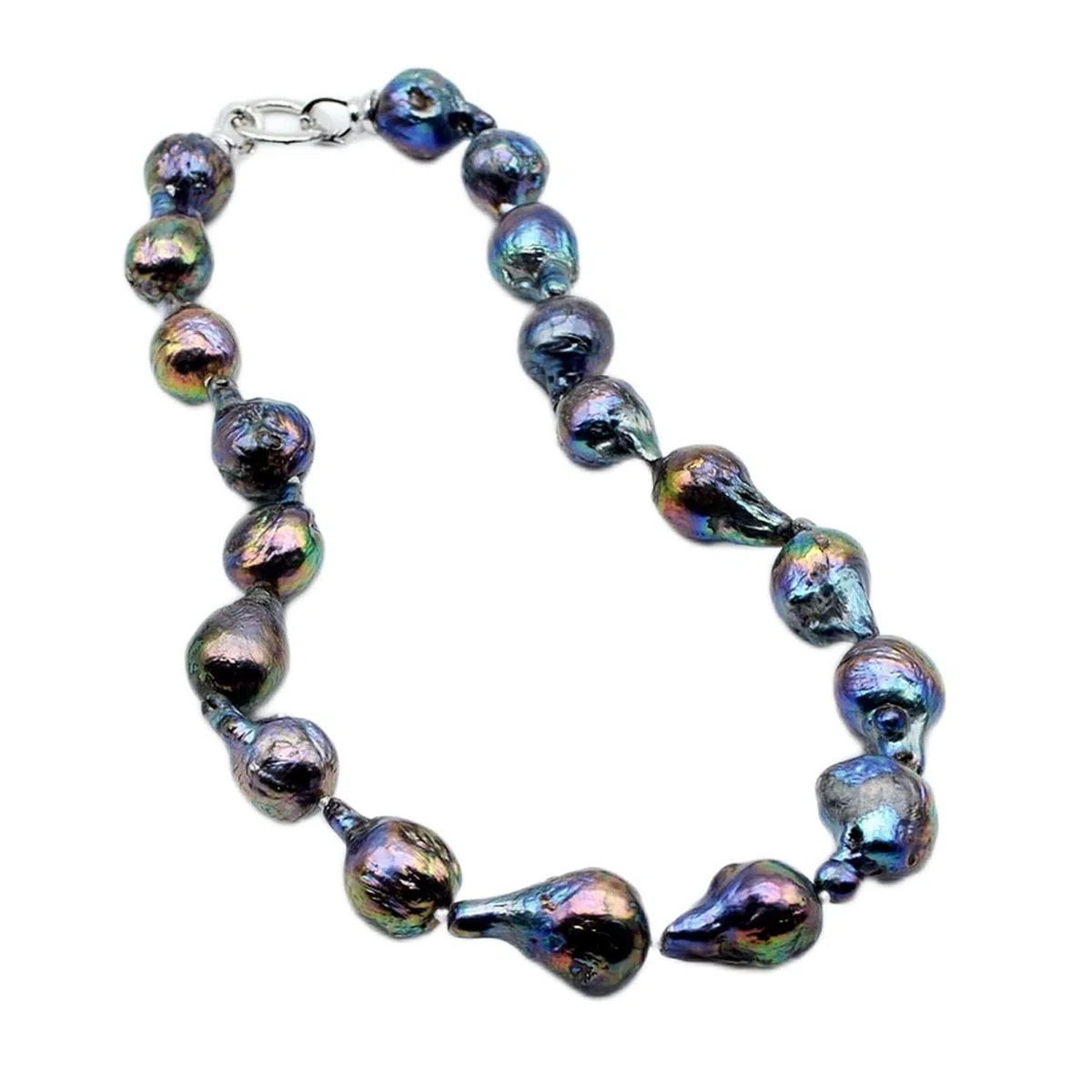Collar de perlas barrocas de agua dulce AAAA, diámetro 14-15 mm, azul oscuro/verde malaquita/negro, collar corto, collar de perlas for mujer cumplir