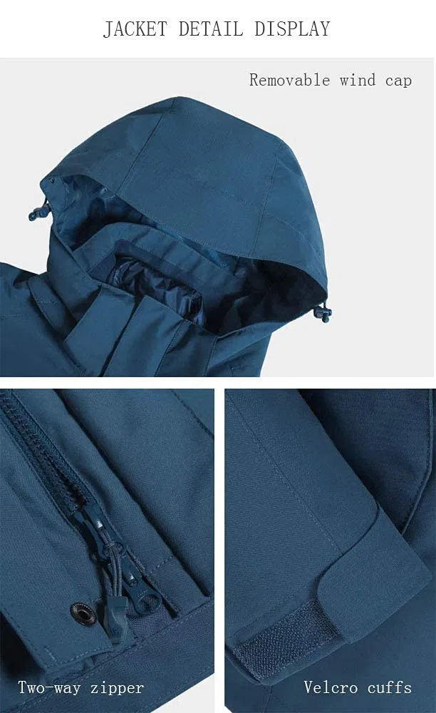 MU Hombres 3 en 1 Chaqueta de Esquí Impermeable Chaqueta de Snowboard de Montaña Abrigo de Nieve de Invierno con Espesas de la Chaqueta de Fondo Antiestático/Blue/L