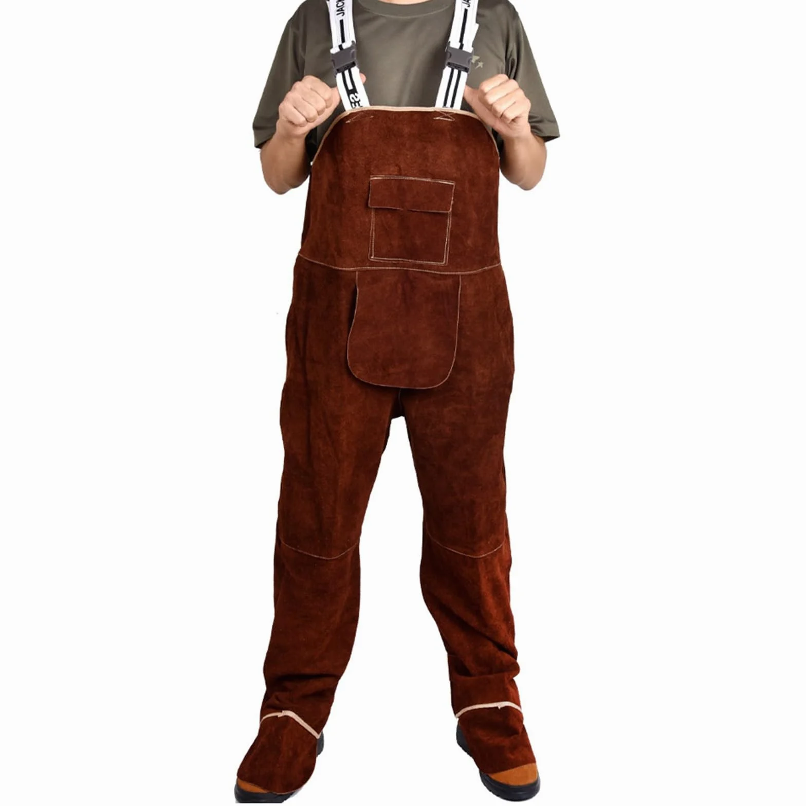 Mono de Cuero para soldar, Pantalones de Piel de Vaca antiescaldaduras, Resistente al Fuego, para Hombres y Mujeres