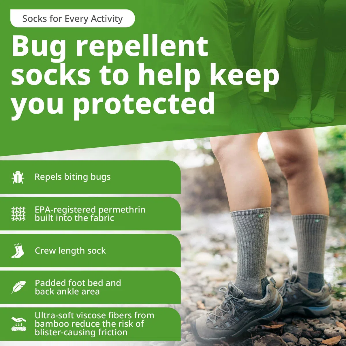 Insect Shield Unisex Lightweight Hiker Socks