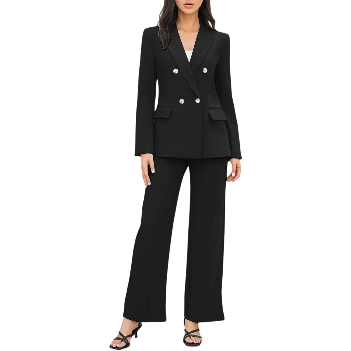 Traje de pantalón para mujer, festivo, elegante, de negocios, 2 piezas, traje de noche, conjunto de manga larga, chaqueta de traje y pantalones de traje, dos piezas, blazer de manga larga