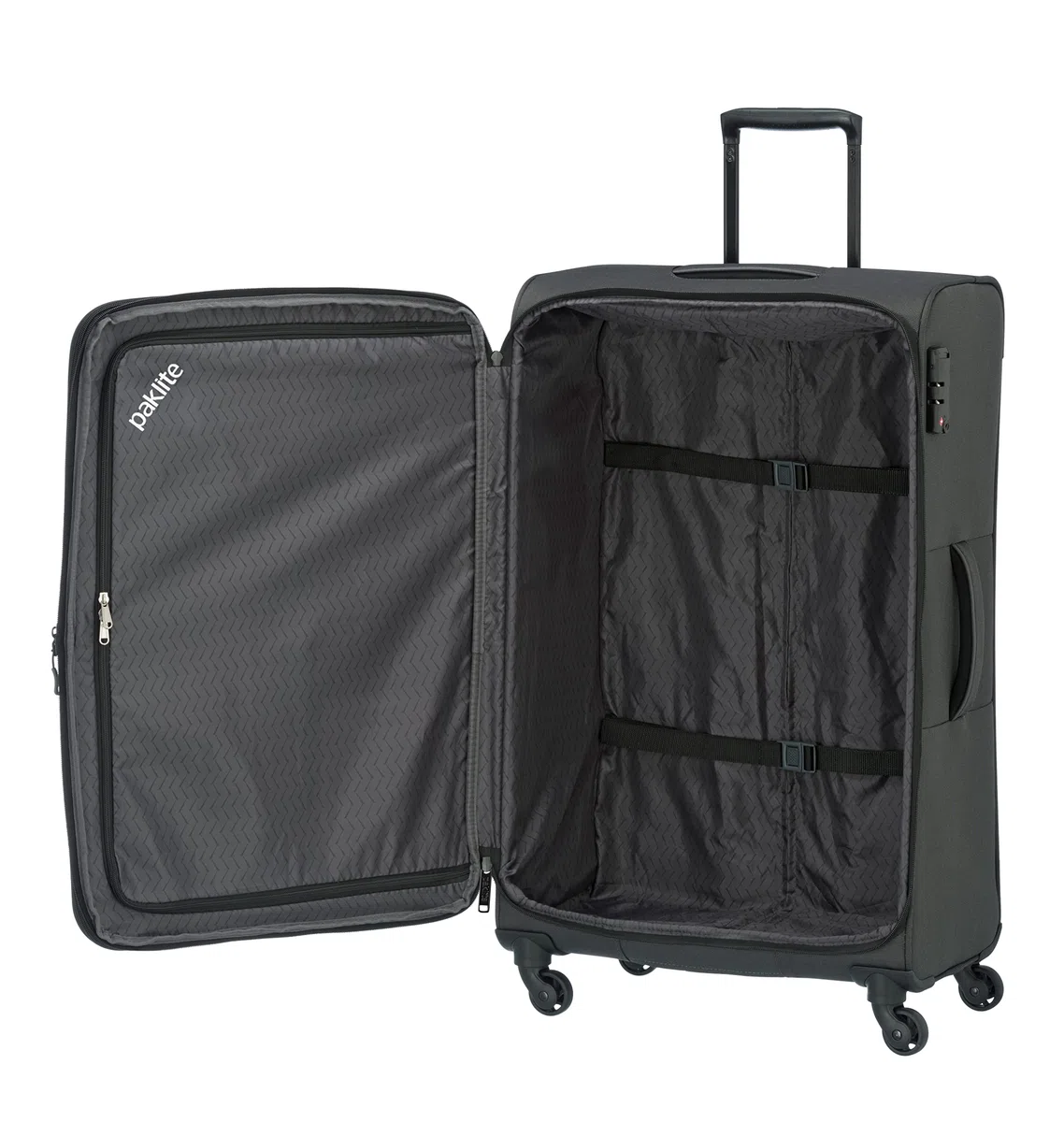 paklite Maleta de Viaje de 4 Ruedas, Carro Soft Shell Grande, Ampliable, Derby, Elegante Carrito con Pliegue de expansión, Cierre TSA, 77 cm, 102-115 litros
