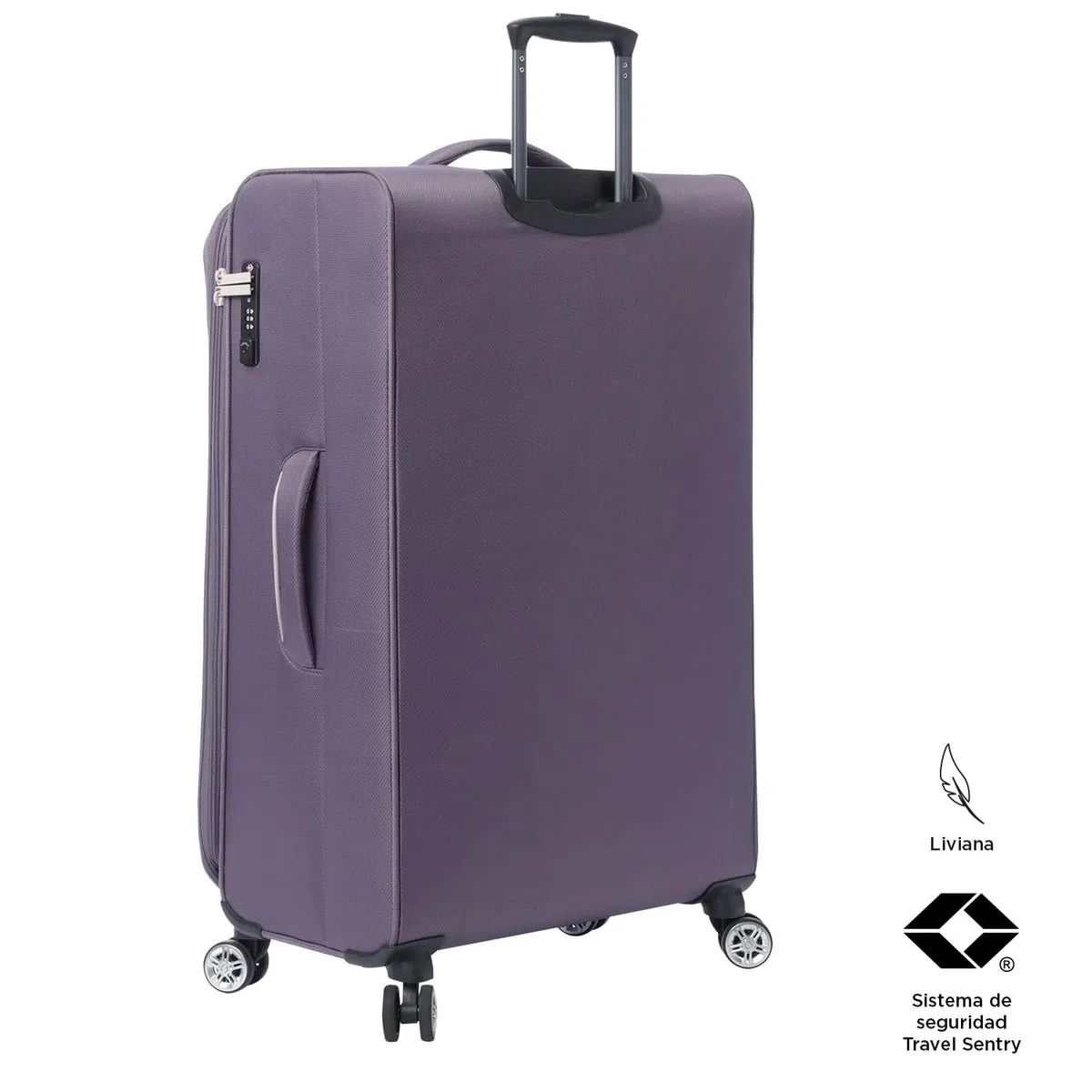 TOTTO - Maleta de Viaje Tela, Modelo Liviana, Maleta Grande, Capacidad 108 L, Bolsillos Acceso Rápido, Ruedas Dobles Giro 360º, Manija Telescópica, Correas Internas, Candado TSA, Color Montana Grape