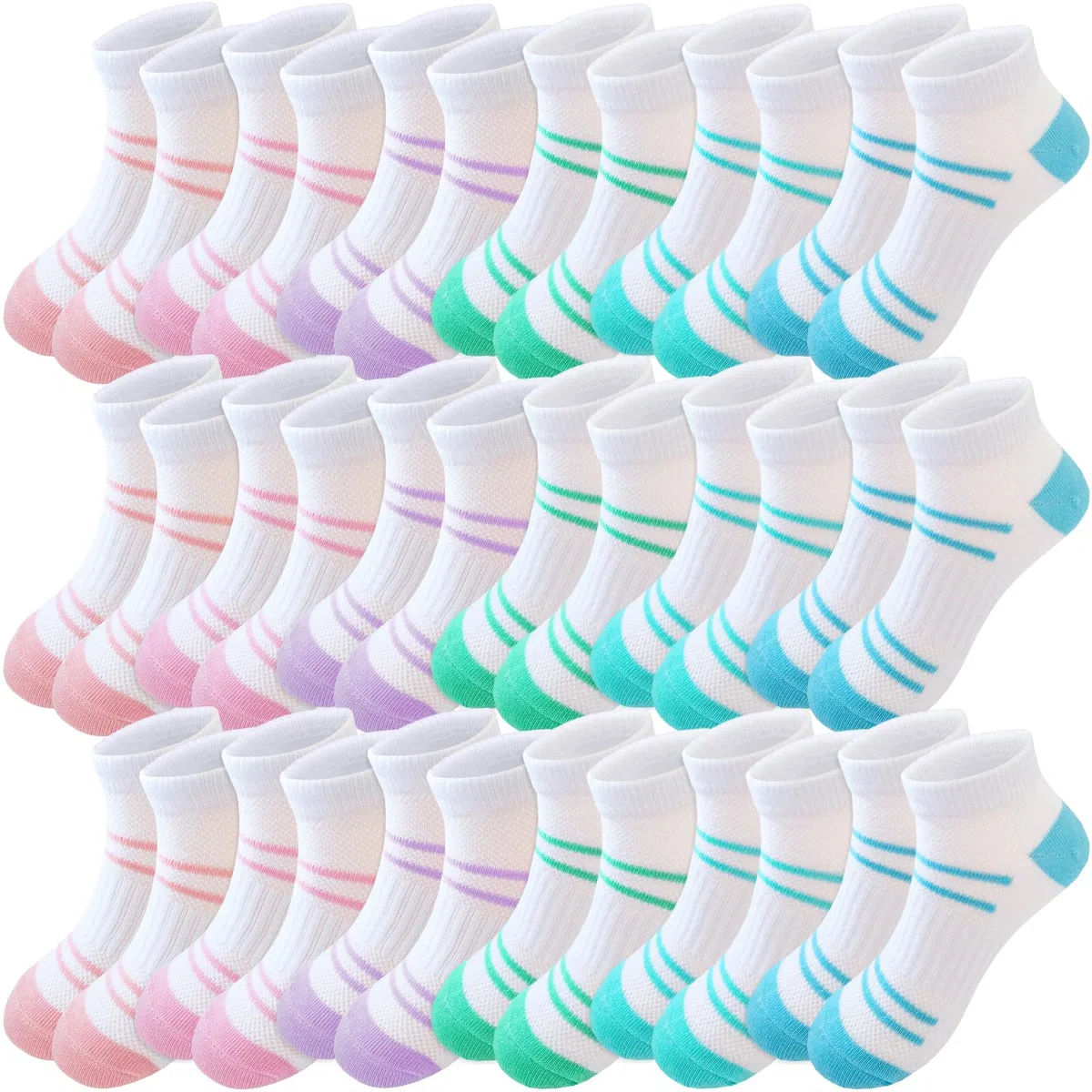 Bemeol Calcetines para niñas, 18 pares de calcetines de tobillo para niñas, calcetines deportivos de corte bajo