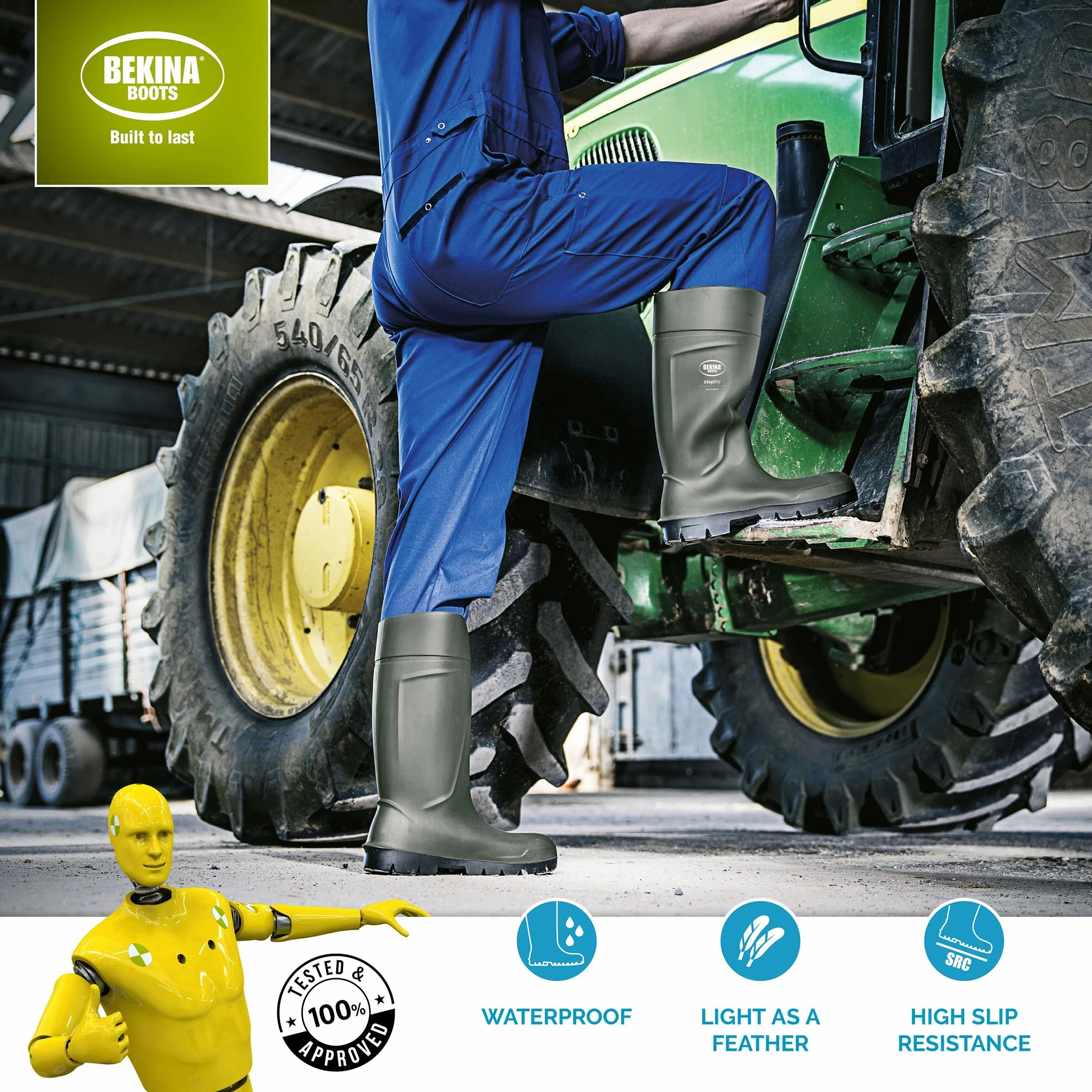 Botas de Seguridad para Hombres, Puntera de Acero y Suela de Seguridad para la Agricultura, Ligeras, de Gran Comodidad, Antideslizante, Resistente al Productos de Limpieza, Verde, EU 43