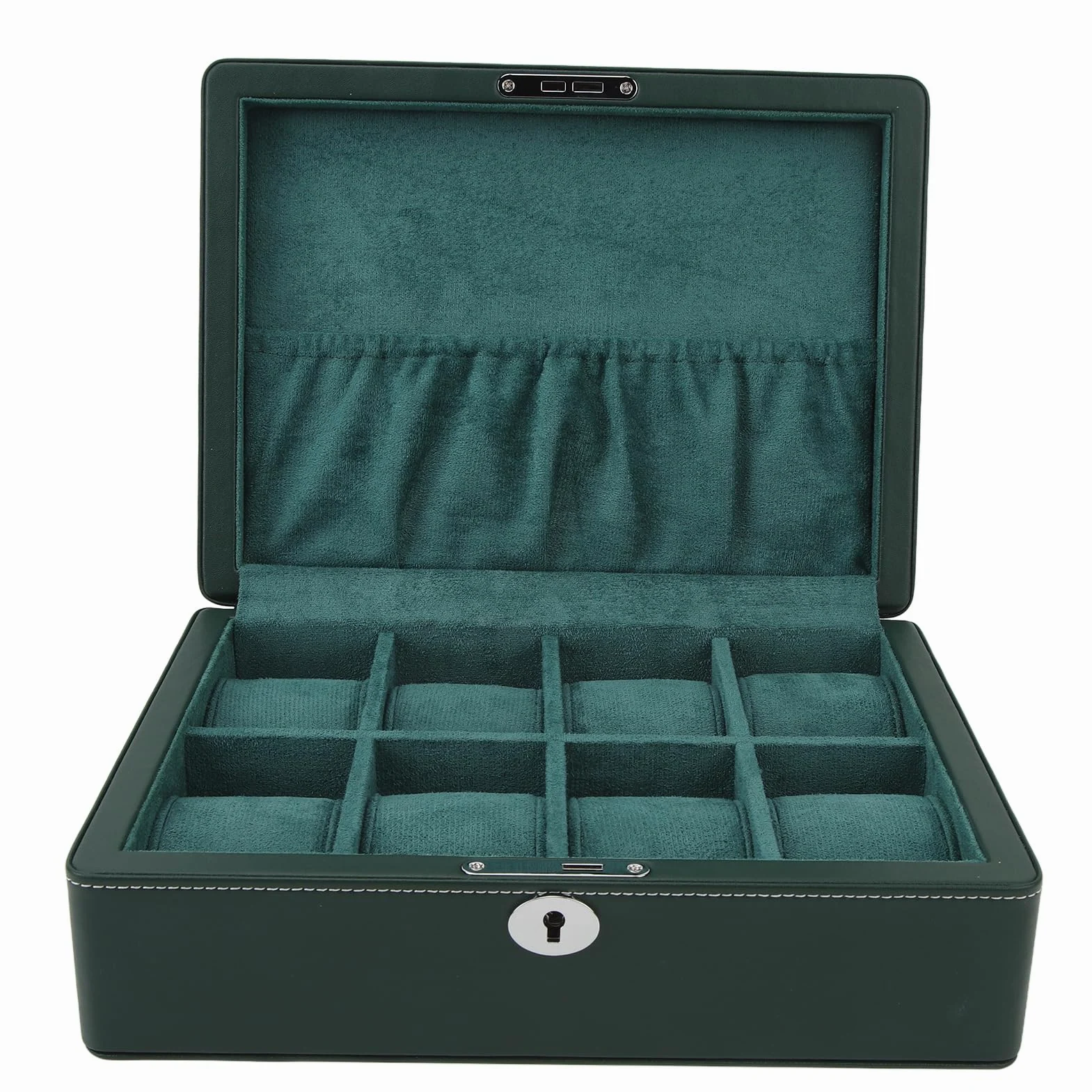 8 Organizador de la Caja de Relojes de tragamonedas: Vitrina de Cuero de Microfibra con Interior de Terciopelo Suave para Hombres/mujeres, Regalos de Almacenamiento de Joyas