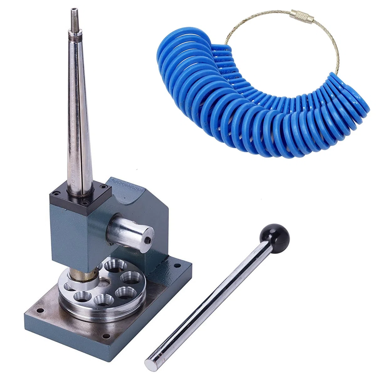 Herramienta profesional reductora y reductora de anillos, tamaño manual ajustable con base pesada, tamaño de joyería para el hogar o la tienda