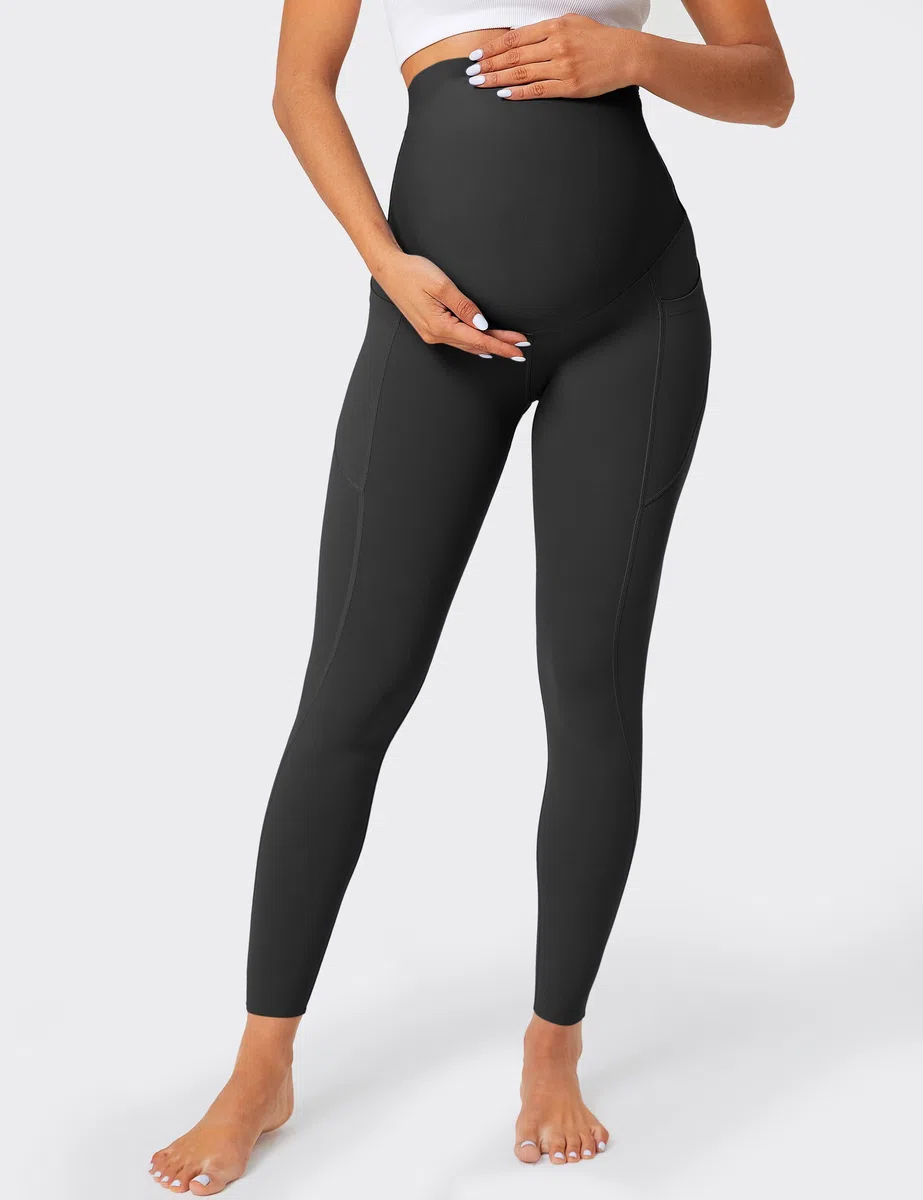 BONVIGOR Nudi - Leggings de maternidad sobre el vientre, leggings para embarazo, con bolsillos, para entrenamiento, actividad, pantalones de yoga