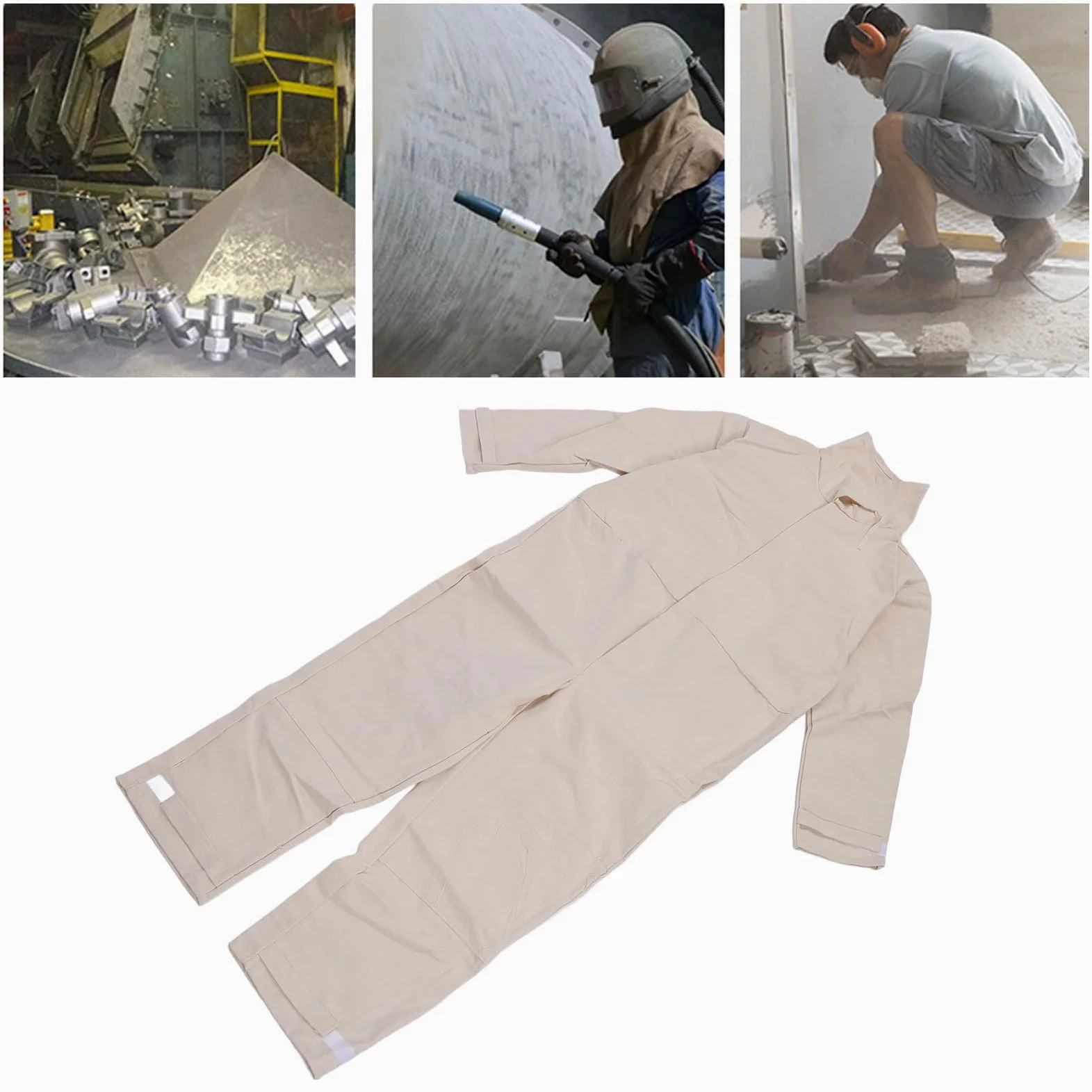 Hyuduo Traje de Chorro de, Traje Protector de Cuero de Lona con Protección Integral, Equipo Duradero para Trabajos de Pintura Industrial