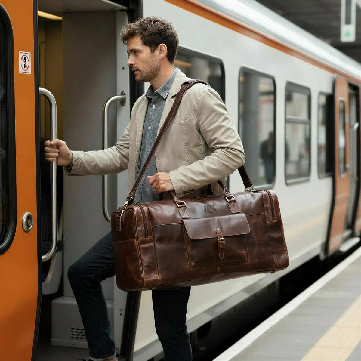 SID & VAIN Bolsa de Viaje Grande Cuero para Hombre I Bolso de Deporte Fin de Semana I Maletín Viaje Weekender, Equipaje de Mano Cabina Yale marrón Hecho a Mano