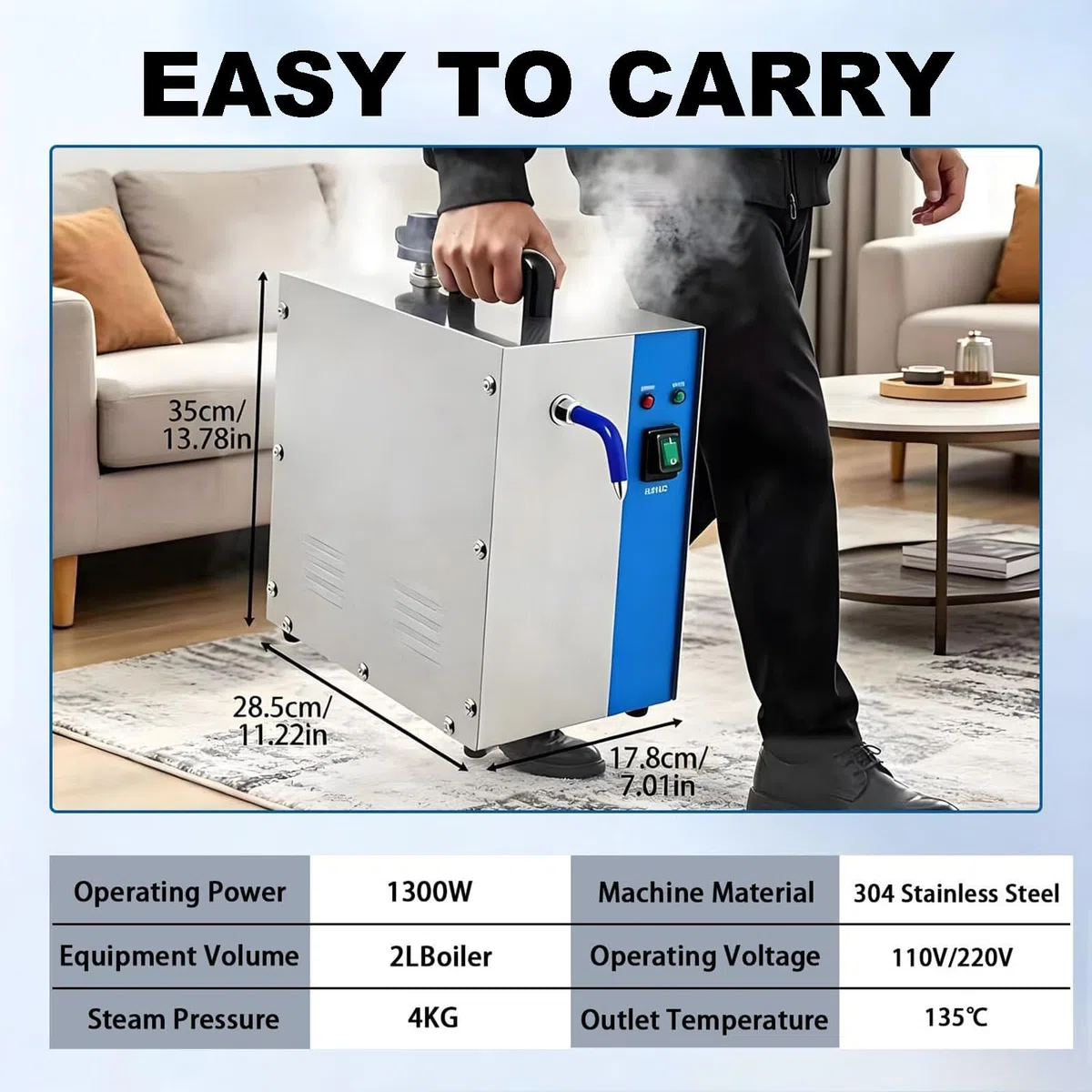 Limpiador a Vapor para Joyas de 1300W Black | Máquina limpiadora a Vapor de Alta presión para Joyas de 2L, 4kg de presión de Vapor con Pedal para Joyas de Oro y Plata