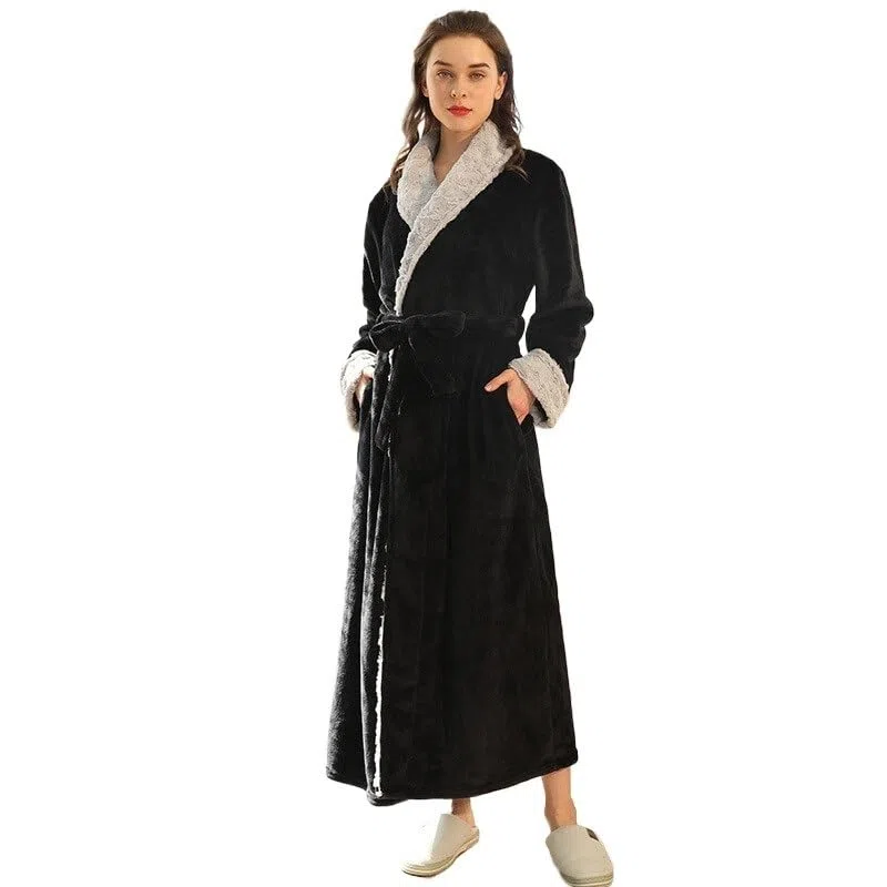 Albornoz Mujer Albornoces femeninos de otoño e invierno, cálidos, largos y gruesos for parejas, pijamas for hombres mujeres, bata baño for ducha Albornoz Hombre