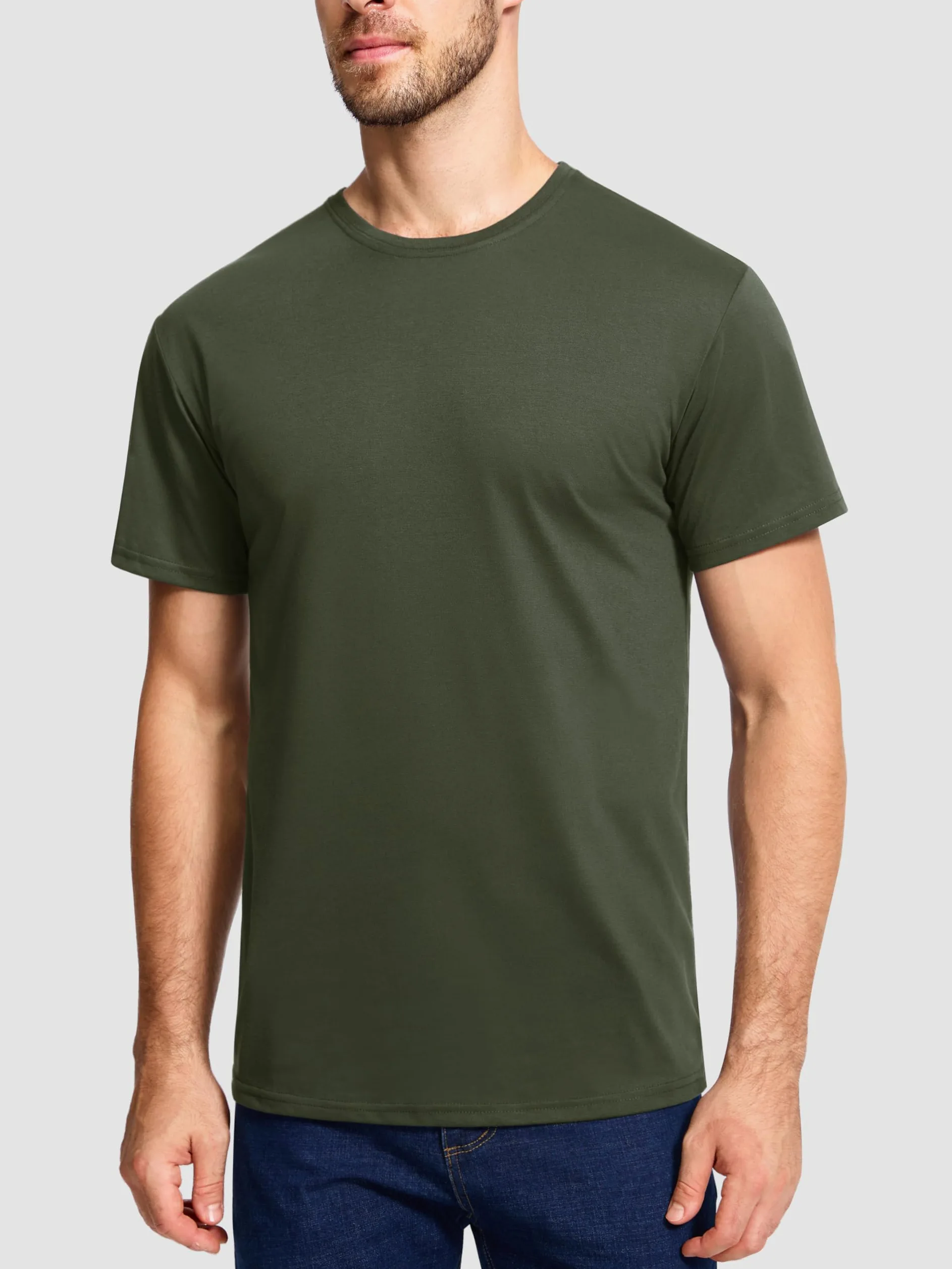 Paquete de 5 camisetas de algodón para hombre, cuello redondo, transpirables, de manga corta, básicas, lisas, para hombre, M-5XL, paquete múltiple