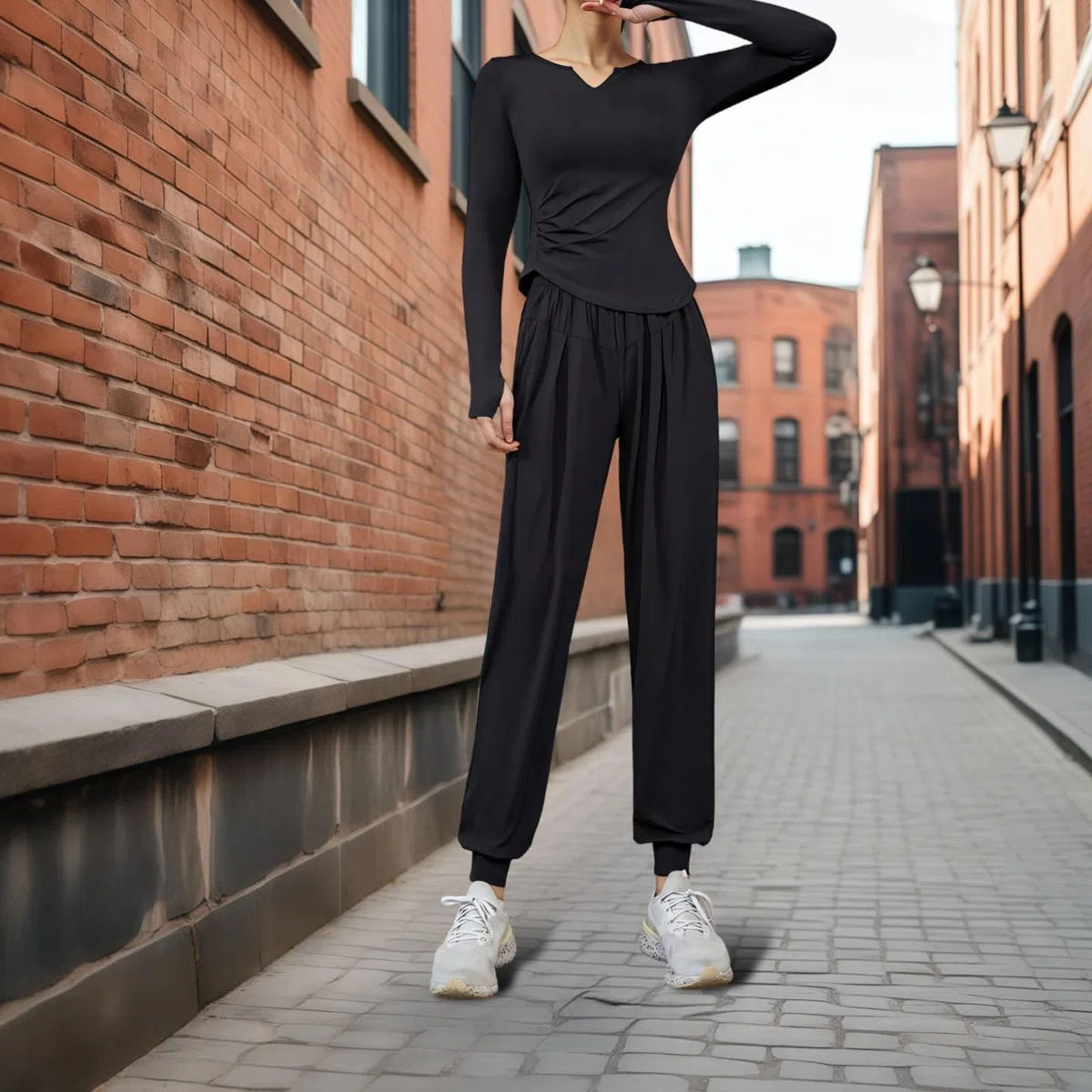 Conjunto de ropa deportiva para mujer, ropa de yoga de 5 piezas con camisetas de manga larga, tela de poliéster y elastano transpirable, se adapta a mujeres de 5 pies 0 pulgadas a 5 pies 11 pulgadas