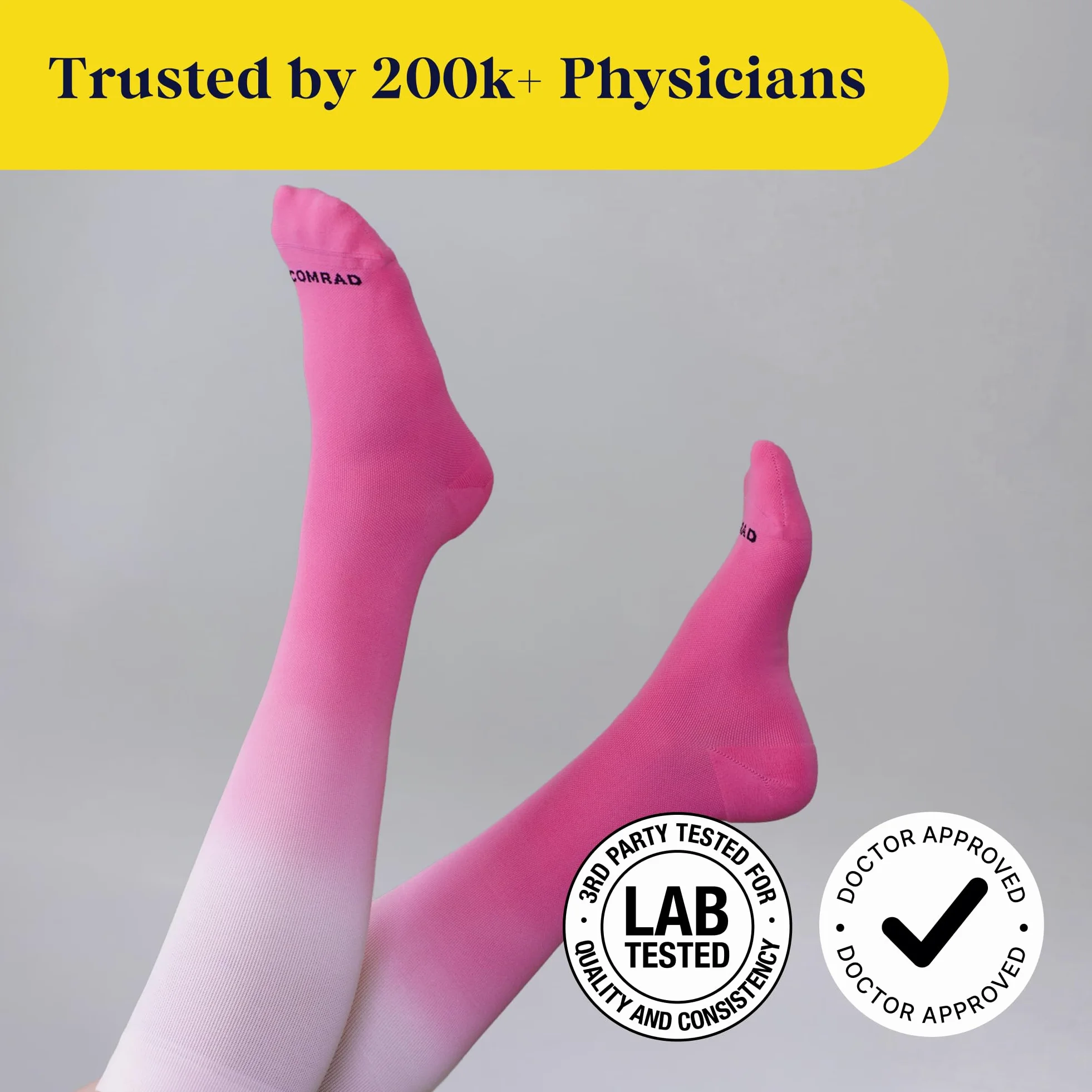 Comrad Paquete de 3 calcetines de nailon hasta la rodilla, calcetines de compresión graduada de 15-20 mmHg, (negro degradado, extragrande), calcetines de apoyo suaves y transpirables para hombres,