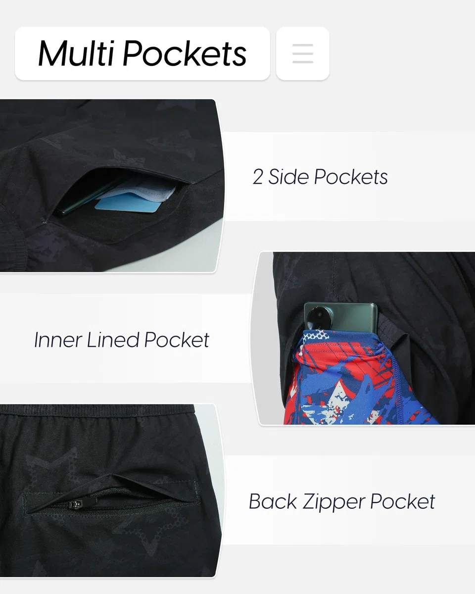maamgic Traje de baño para Hombre de 5 Pulgadas con Forro de Malla de Secado rápido para Hombre, Pantalones Cortos de natación