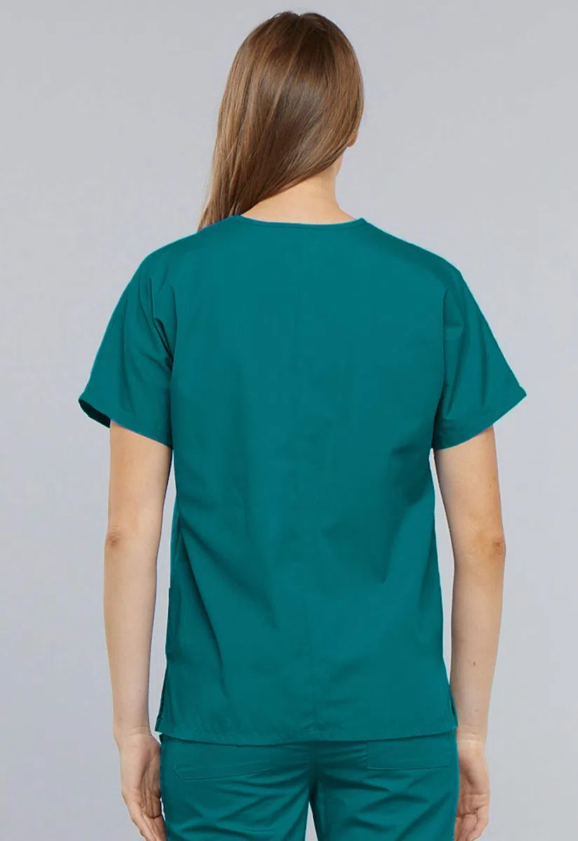 Cherokee - Conjunto de uniformes médicos para mujer, ajuste tradicional, manga dolman, parte superior con cuello en V (4700) y pantalón de pierna acampanada con cordón ajustable de talle natural (4101