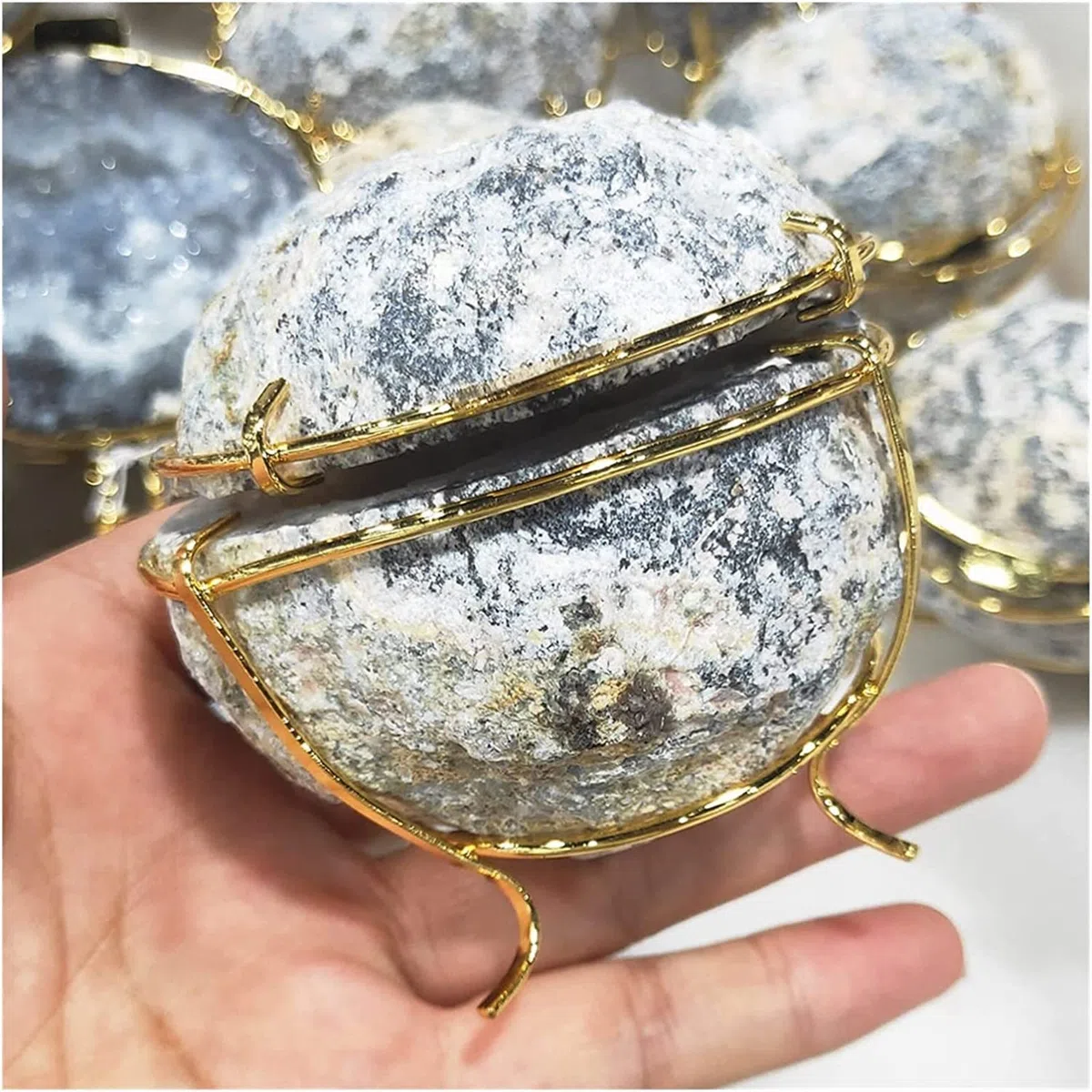 Piedras Natural Hecho a mano Almacenamiento Ágata geoda Collar Cuarzo en bruto Cristal Pendiente Anillos Caja Piedra de cristal Mujer Joyería Contenedor Piedras de cristal Decoración Inicio Coleccione