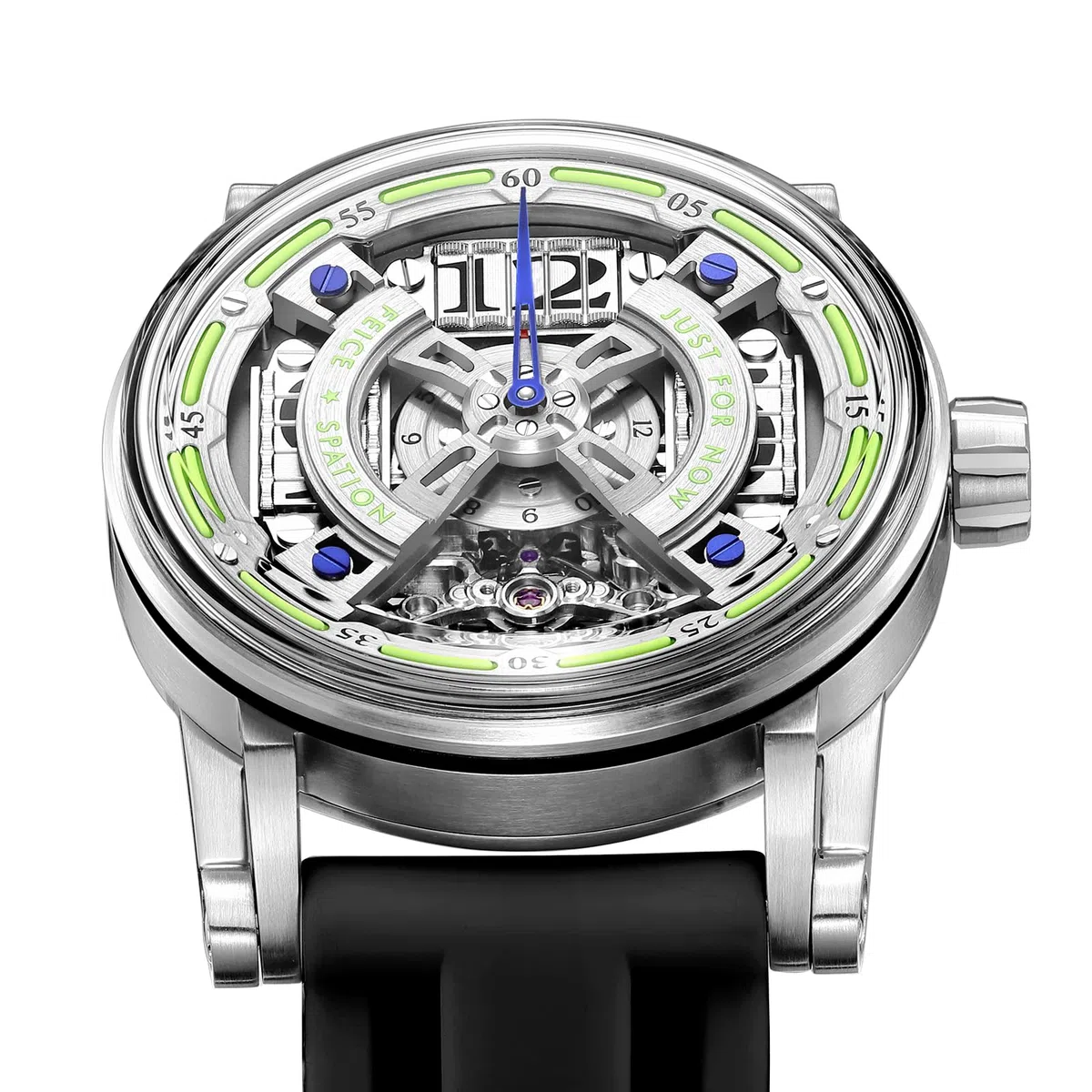 FEICE Reloj Skeleton Automático Analógico para Hombre con Correa de Silicona Acero Inoxidable Ø44mm FM501