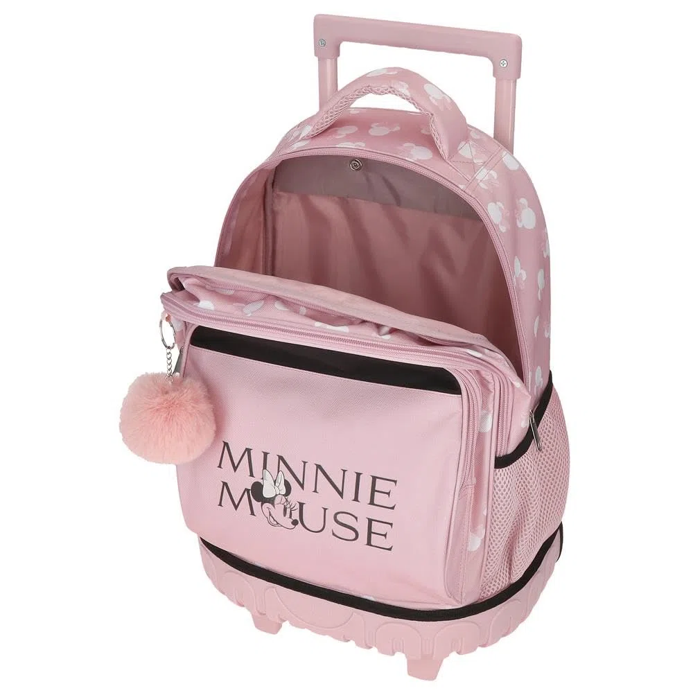 Disney Minnie Heads Mochila infantil, mochila escolar, fabricada en Poliéster, bolsillos laterales, tirantes anchos ajustables, Asa superior para colgarla, sistema magic Fix.