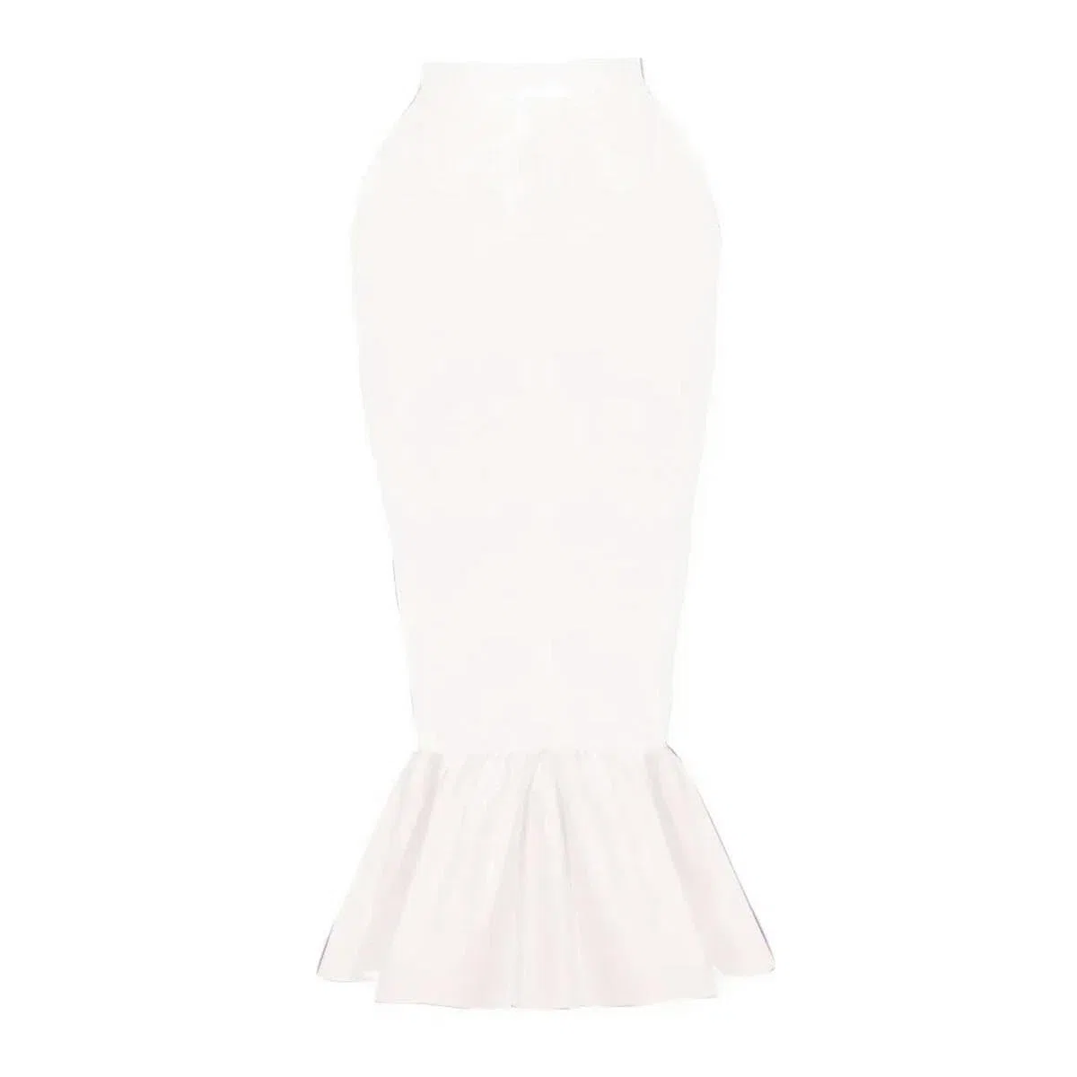 Falda de tubo de piel de PVC con dobladillo de volantes para mujer, falda larga de cintura alta, personalizable, blanco, M