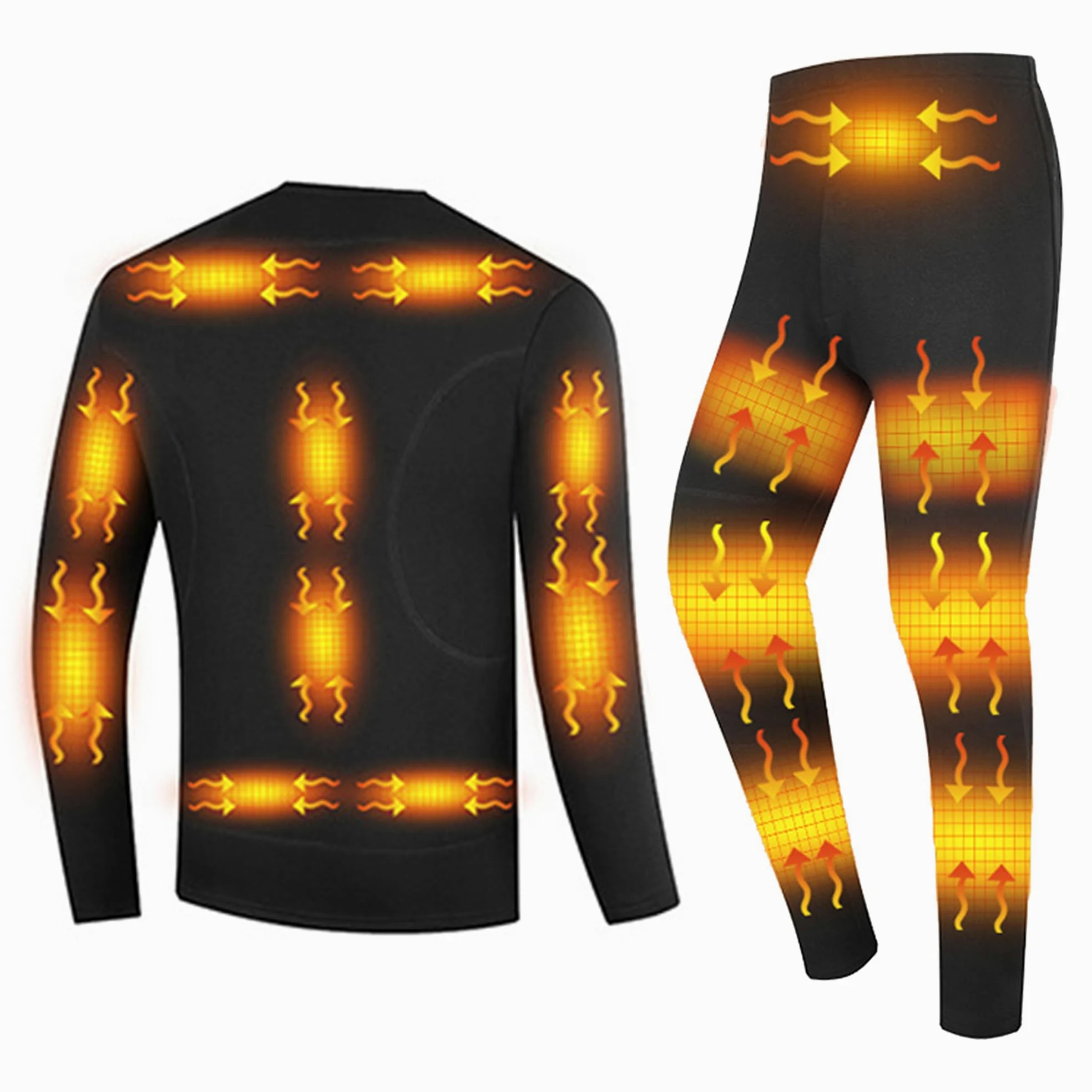 Ropa Interior Eléctrica Calefaccionada para Hombres, Capa Base Térmica De Invierno con Parte Superior Y Pantalones con 3 Niveles De Calefacción para Esquiar Y Acampar