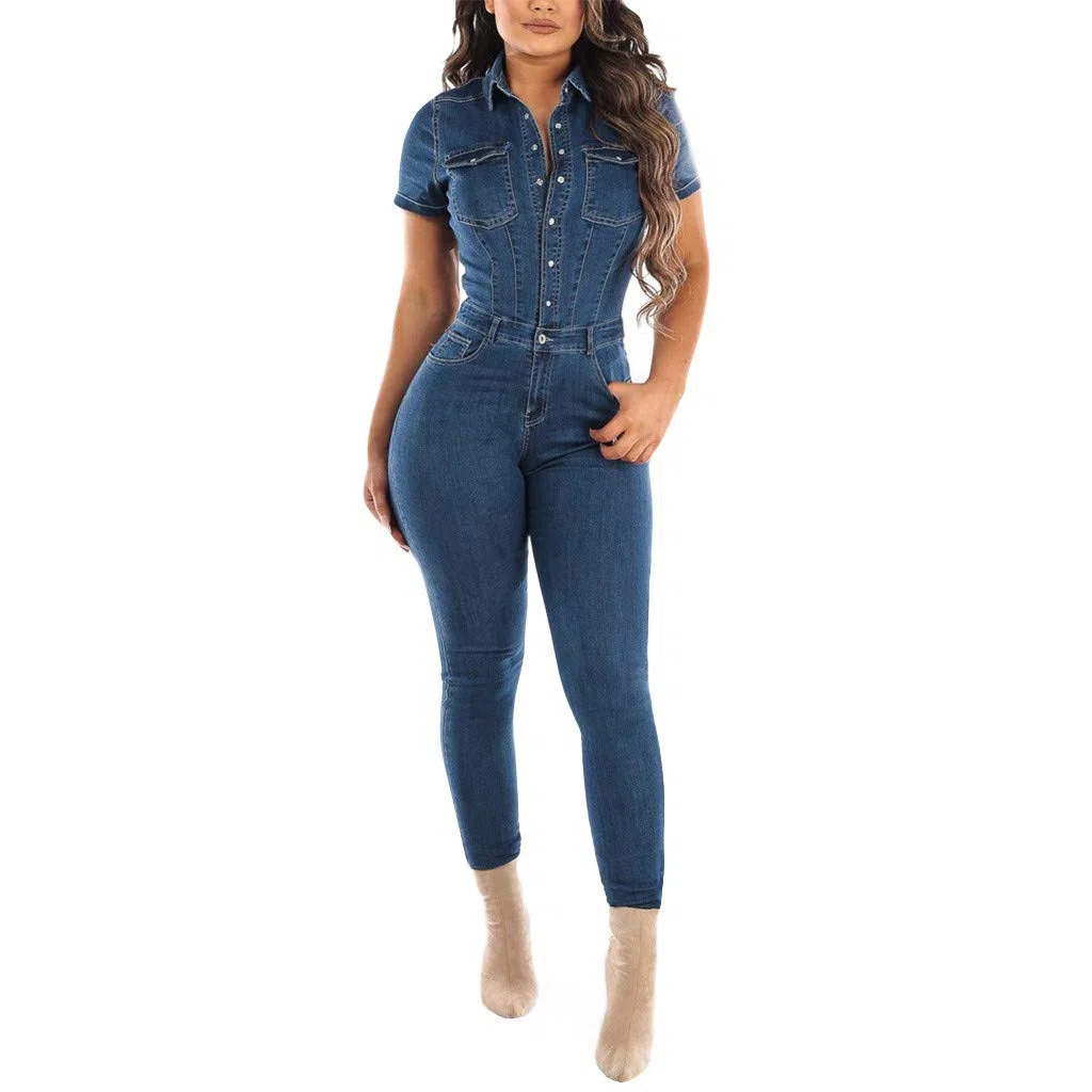 Generisch Distressed Pants Fit Jeans Damen eng anliegende Overalls Lässiger gepolter Damen Overall