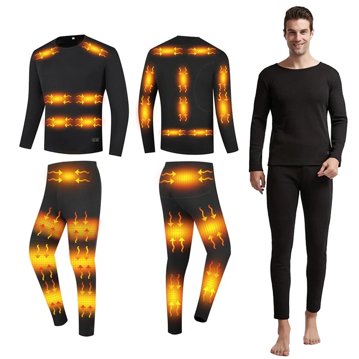 Ropa Interior térmica eléctrica USB para Hombre, Conjunto de Ropa Interior calefactable de 28 Zonas, Calzoncillos Largos para Clima frío.