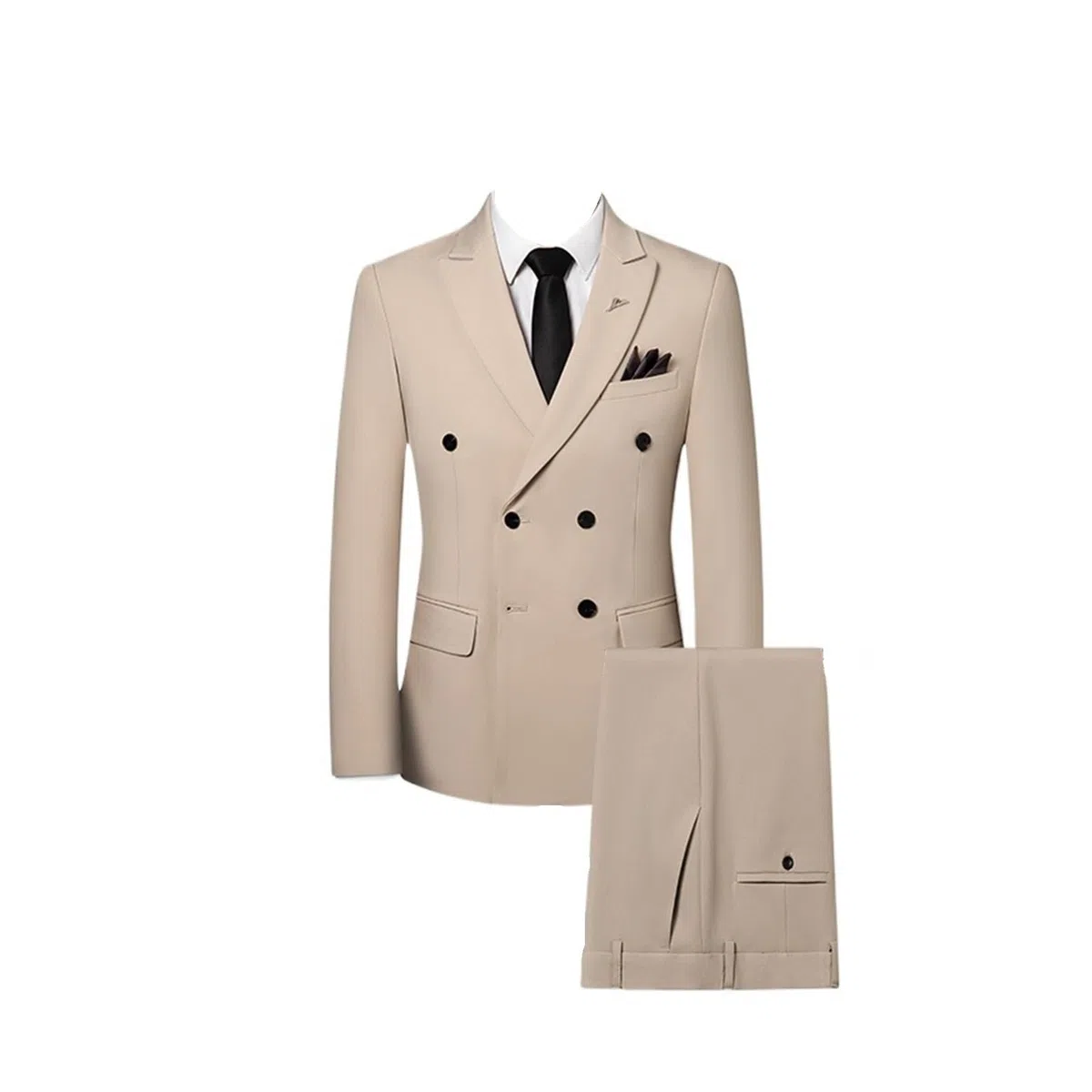Trajes para Padrinos De Boda Conjunto Informal de Tres Piezas for Novio, Elegante y, Doble Botonadura (Traje + Chaleco + pantalón) para Fiesta(Apricot,Asian XXL is EUR L)