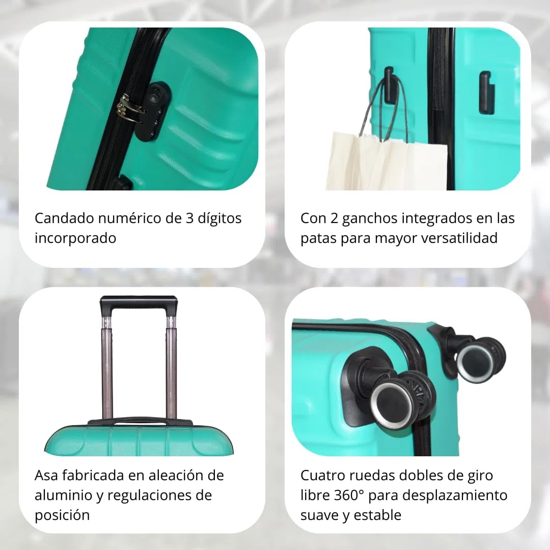 Genérico WSPack Juego de Maletas 3 Piezas | Maleta de Mano 55cm | Maleta Mediana 66cm | Maleta Grande 76 cm (Red)